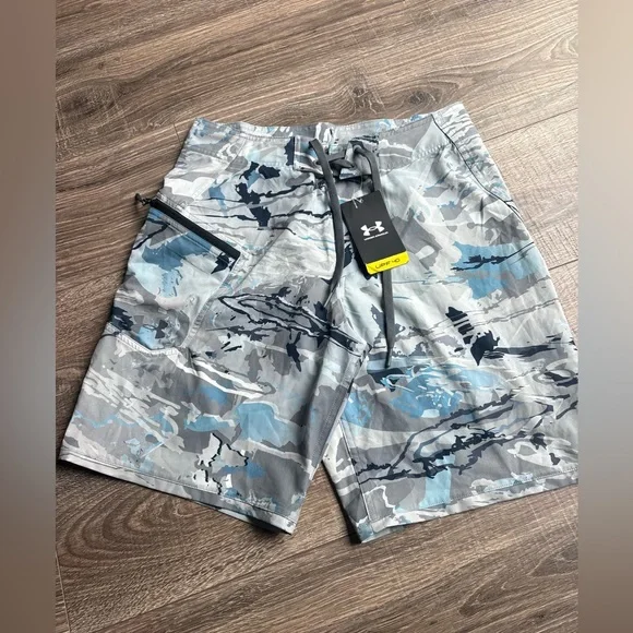 Under Armour Men's Camo Shorts - Gray and Blue NWT UPF 40 NWT - Picture 1 of 8